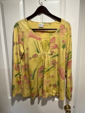 Cotton top, XL, yellow floral